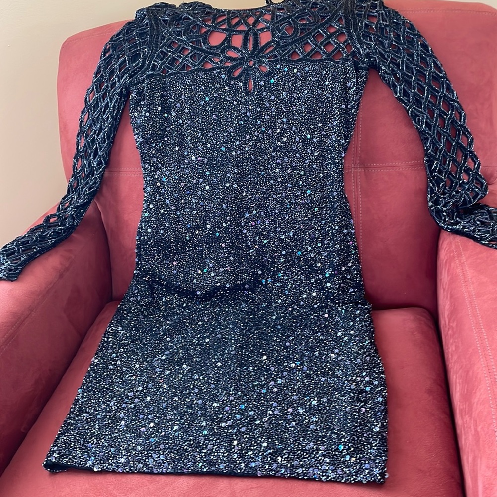 Black sequence Knee length dress